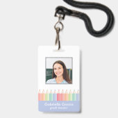 Blauer Schul-Lehrer-Barcode-Photoausweis Ausweis (Vorderseite mit Lanyard)