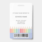 Blauer Schul-Lehrer-Barcode-Photoausweis Ausweis (Rückseite)