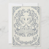 Blauer Schwan Hochzeitseinladung Einladung (Rückseite)