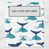 Blauer Schwanz Wellen Meeresfauna Weinetikett (Einzelnes Label)