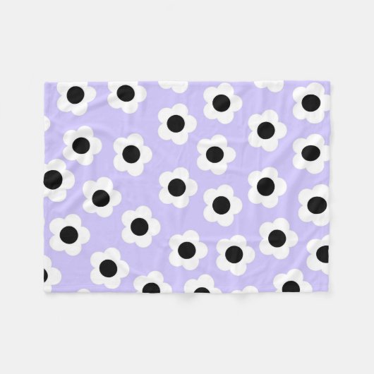 Blauer Schwarz-weißer tropischer botanischer Frühl Fleecedecke (Vorderseite (Horizontal))