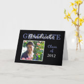 Blauer/Schwarzer Abschluss Herzlichen Glückwunsch  Karte (Gelbe Blume)