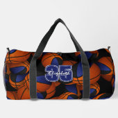 Blauer schwarzer Basketball-Teamname Duffle Bag (Rückseite)