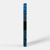 BLAUER SCHWARZER DAMAST-EDELSTEIN-MONOGRAMM iPhone HÜLLE (Rechte Seite)