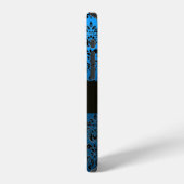 BLAUER SCHWARZER DAMAST-EDELSTEIN-MONOGRAMM iPhone HÜLLE (Linke Seite)