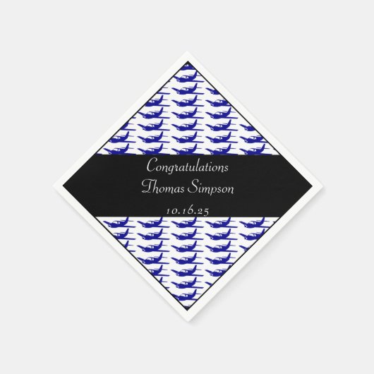 Blauer schwarzer Flugzeugservietten Serviette (Ecke)