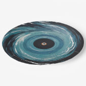 Blauer schwarzer Loch Drain Spiraleffekt Pappteller (Schrägansicht)