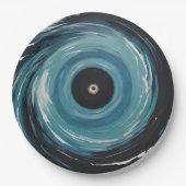 Blauer schwarzer Loch Drain Spiraleffekt Pappteller (Vorderseite)