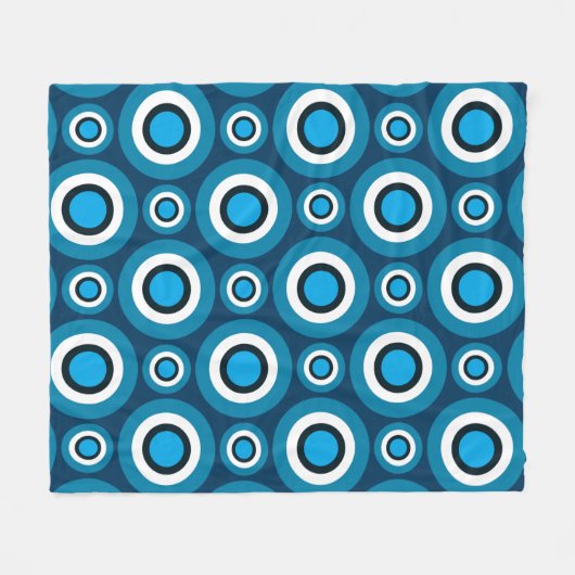 Blauer schwarzer Ring Bubble Op-Art Muster Fleecedecke (Vorderseite (Horizontal))