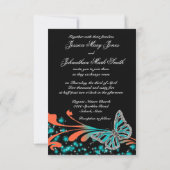 Blauer schwarzer Schmetterling-Funken Einladung (Rückseite)