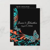Blauer schwarzer Schmetterling-Funken Einladung (Vorne/Hinten)