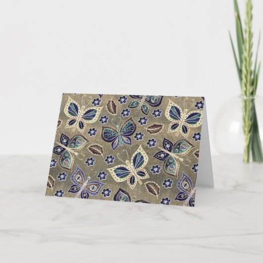 Blauer schwarzer Schmetterling-Muster - Blankokart Feiertagskarte (Vorderseite)