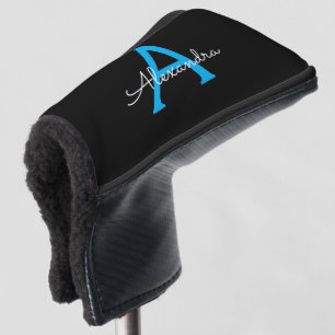 Blauer schwarzer Skriptname Golf Headcover