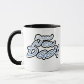 Blauer/schwarzer Text Stolz neuer Dad Tasse (Links)
