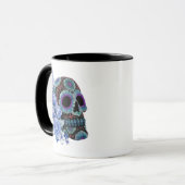 Blauer schwarzer Zucker-Schädeltag der Toten Tasse (Vorderseite Links)