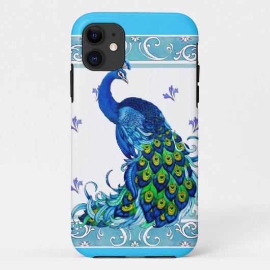 Blauer Schwengel und Pfauendesign Case-Mate iPhone Hülle (Rückseite)