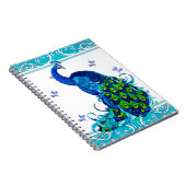 Blauer Schwengel und Pfauendesign Notizblock (Rechte Seite)