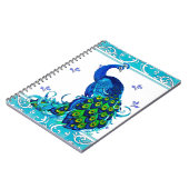 Blauer Schwengel und Pfauendesign Notizblock (Linke Seite)