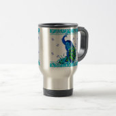 Blauer Schwengel und Pfauendesign Reisebecher (VorderseiteRechts)