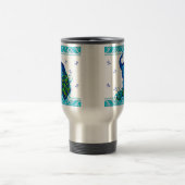 Blauer Schwengel und Pfauendesign Reisebecher (Mittel)