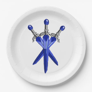Blauer Schwert Party Teller aus Papier