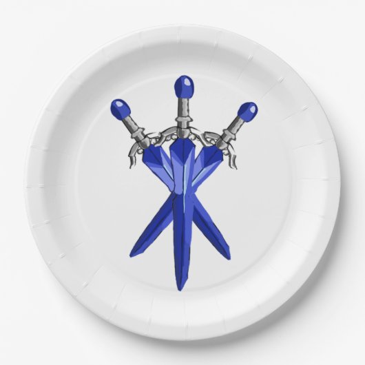 Blauer Schwert Party Teller aus Papier (Vorderseite)