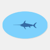 Blauer Schwertfisch Ovaler Aufkleber (Vorderseite)