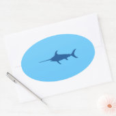 Blauer Schwertfisch Ovaler Aufkleber (Umschlag)