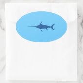 Blauer Schwertfisch Ovaler Aufkleber (Tasche)