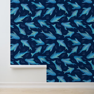 Blauer schwimmender Haifischfisch Tapete