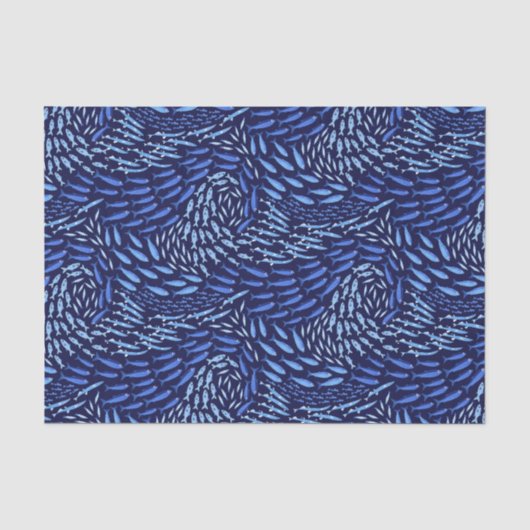 Blauer schwimmender Meeresfisch - Dunkel Seidenpapier (Vorderseite)