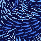 Blauer schwimmender Ozeanfisch - Dunkel Geschenkpapier