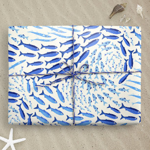 Blauer Schwimmender Ozeanfisch - Hell Geschenkpapier