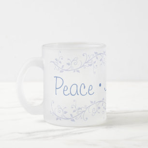 Blauer Schwung Frieden Freude Liebe Weihnachten Mattglastasse