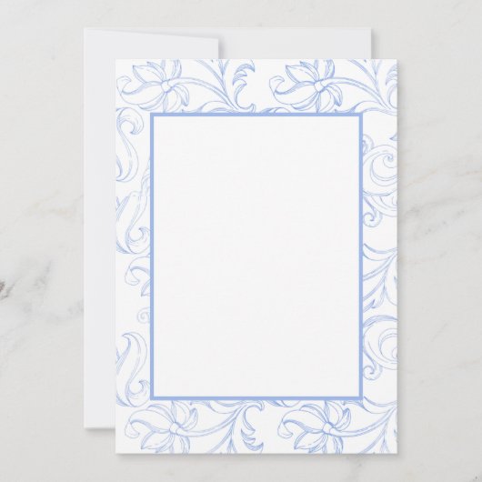 Blauer Scrolltyp des Cornflower-Typs gemustert lee Einladung (Vorderseite)