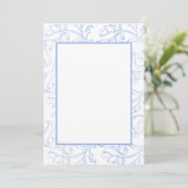 Blauer Scrolltyp des Cornflower-Typs gemustert lee Einladung (Stehend Vorderseite)