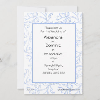 Blauer Scrolltyp Rand gemustert Einladung