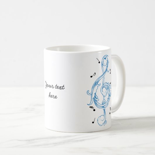 Blauer Scrollwork-Sol-Tastenkombination Kaffeetasse (VorderseiteRechts)