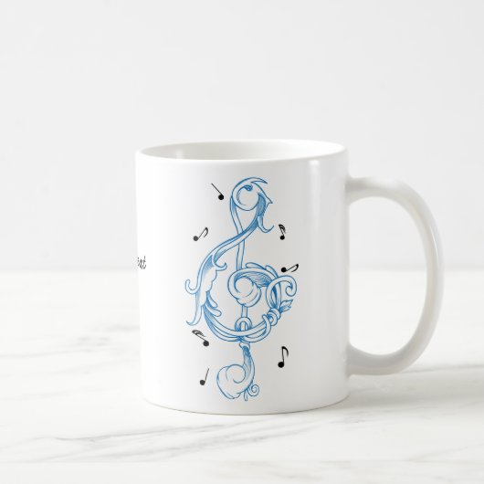 Blauer Scrollwork-Sol-Tastenkombination Kaffeetasse (Rechts)
