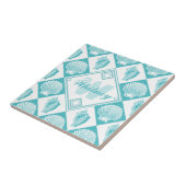 Blauer Seashell-Diamant-Seestrand-Monogramm Fliese (Seite)