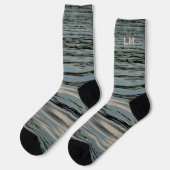 Blauer See Beige Schwarz mit Initialen Socken (Linkes Detail)
