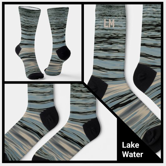 Blauer See Beige Schwarz mit Initialen Socken