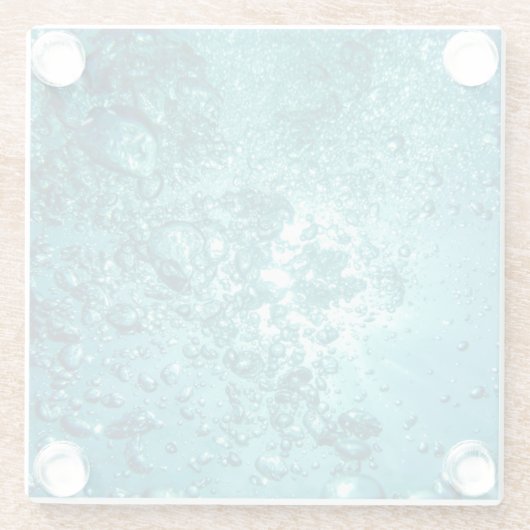 Blauer See Blasen Glasuntersetzer (Rückseite)