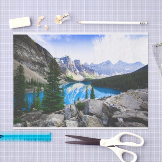 Blauer See Rocky Mountain Pinienwald Seidenpapier (Handwerk)