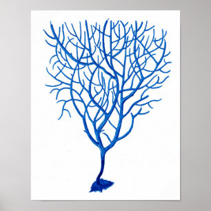 Blauer Seefächer-Kunst-Druck # 6 setzen Themadekor Poster