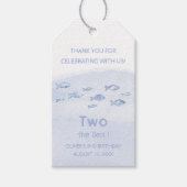 Blauer Seefisch niedlich illustriert Geschenkanhänger (Vorderseite)