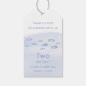 Blauer Seefisch niedlich illustriert Geschenkanhänger (Rückseite)