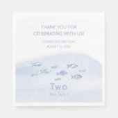 Blauer Seefisch niedlich illustriert Serviette (Vorderseite)