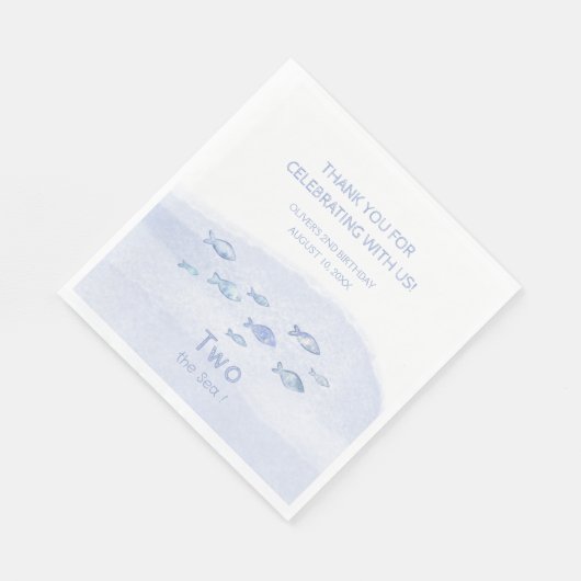 Blauer Seefisch niedlich illustriert Serviette (Ecke)