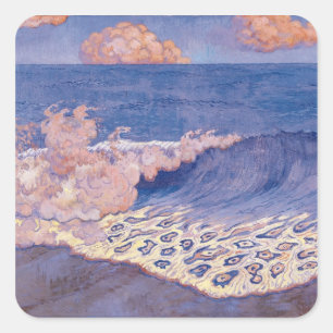Blauer Seegang, Wave Effect, c.1893 Quadratischer Aufkleber